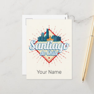 Cartes Pour Fêtes Annuelles Santiago de Chile City Vacances Rétro Skyline