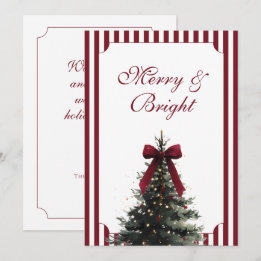 Cartes Pour Fêtes Annuelles Sapin de Noël à l'aquarelle rouge et vert avec un