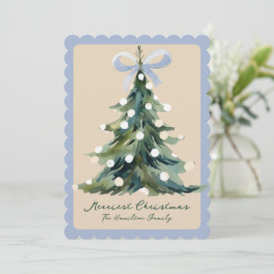 Cartes Pour Fêtes Annuelles Sapin de Noël à l'arc Rococo Orné Aqua Coquette