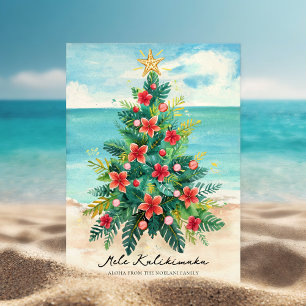 Cartes Pour Fêtes Annuelles Sapin de Noël au bord de la mer Tropical