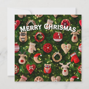 Cartes Pour Fêtes Annuelles Sapin de Noël avec jouets en feutre
