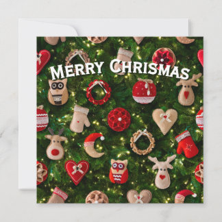 Cartes Pour Fêtes Annuelles Sapin de Noël avec jouets en feutre