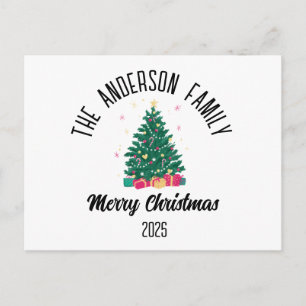Cartes Pour Fêtes Annuelles Sapin de Noël avec lumières nom personnalisé
