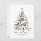 Cartes Pour Fêtes Annuelles Sapin de Noël beige doré neutre aquarelle (Devant)