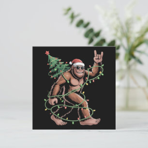 Cartes Pour Fêtes Annuelles Sapin de Noël Bigfoot Santa Xmas Lumières Sasquatc