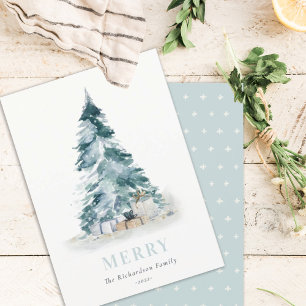Cartes Pour Fêtes Annuelles Sapin de Noël Cadeaux Aquarelle Eau de Neige Pin