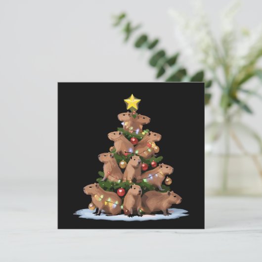 Cartes Pour Fêtes Annuelles Sapin de Noël Capybara Cadeau Drôle de Noël Capy (Debout devant)