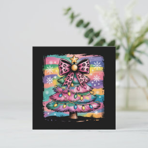 Cartes Pour Fêtes Annuelles Sapin de Noël Coloré Coquette Prépa Rose Féminin