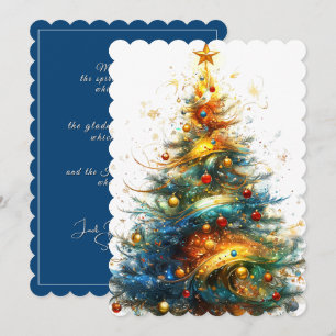 Cartes Pour Fêtes Annuelles Sapin de Noël Couleurs Vives Étoile d'Or