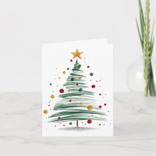 Cartes Pour Fêtes Annuelles Sapin de Noël Coup de Pinceau Contemporain pour En