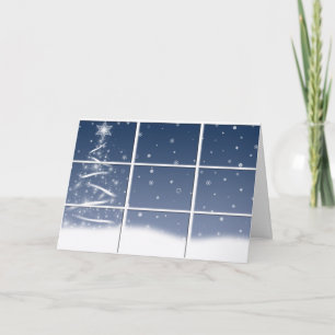 Cartes Pour Fêtes Annuelles Sapin de Noël dans la fenêtre en hiver