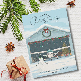 Cartes Pour Fêtes Annuelles Sapin de Noël d'avion Cessna dans un hangar & Phot