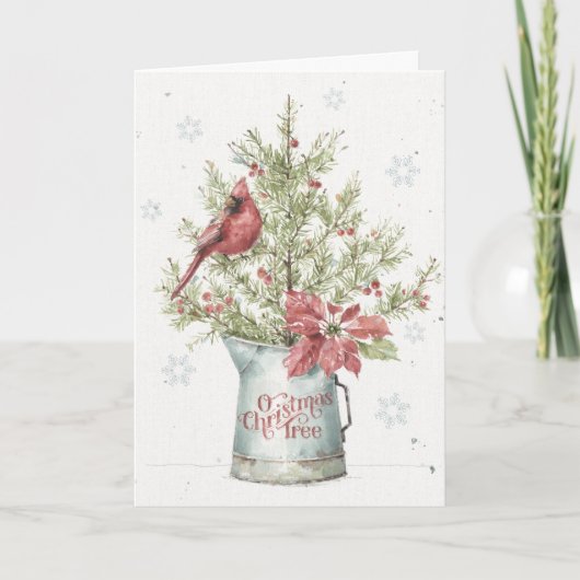 Cartes Pour Fêtes Annuelles Sapin de Noël de ferme avec cardinal (Devant)