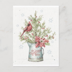 Cartes Pour Fêtes Annuelles Sapin de Noël de ferme avec cardinal