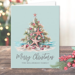 Cartes Pour Fêtes Annuelles Sapin de Noël de plage