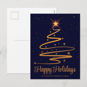 Cartes Pour Fêtes Annuelles Sapin de Noël élégant bleu marine or