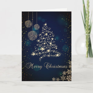 Cartes Pour Fêtes Annuelles Sapin de Noël élégant en faux or,Flocons de neige