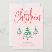 Cartes Pour Fêtes Annuelles Sapin de Noël élégant rose vert (Devant)