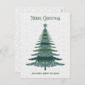 Cartes Pour Fêtes Annuelles Sapin de Noël élégant vert blanc personnalisé (Devant / Derrière)