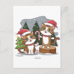 Cartes Pour Fêtes Annuelles Sapin de Noël et Chat 2025