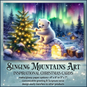 Cartes Pour Fêtes Annuelles Sapin de Noël et igloo de l'ours polaire Inspirant