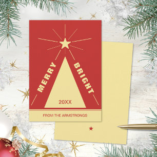 Cartes Pour Fêtes Annuelles Sapin de Noël géométrique moderne rouge festif