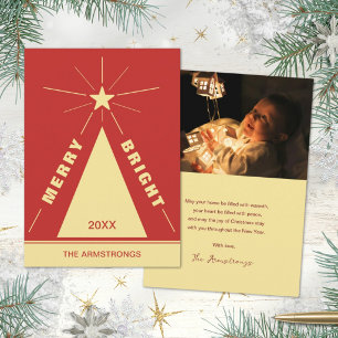 Cartes Pour Fêtes Annuelles Sapin de Noël géométrique moderne rouge festif