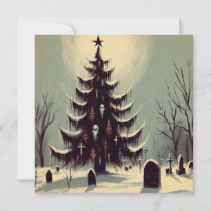 Cartes Pour Fêtes Annuelles Sapin de Noël gothique avec horreur de cimetière