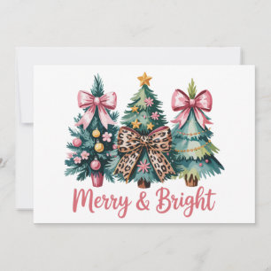 Cartes Pour Fêtes Annuelles Sapin de Noël Merry And Bright Arc en Léopard Rose