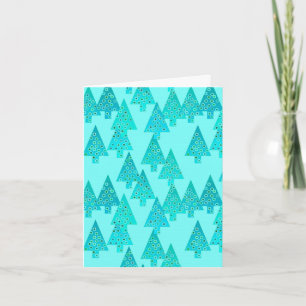 Cartes Pour Fêtes Annuelles Sapin de Noël moderne en fleurs – aqua et paon
