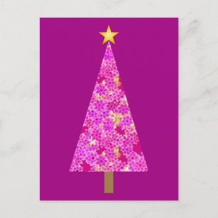 Cartes Pour Fêtes Annuelles Sapin de Noël moderne floral magenta