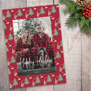 Cartes Pour Fêtes Annuelles Sapin de Noël Musique Vin Fromage Photo personnali