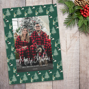 Cartes Pour Fêtes Annuelles Sapin de Noël Musique Vin Fromage Photo personnali