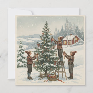 Cartes Pour Fêtes Annuelles Sapin de Noël Nordique Traditionnel
