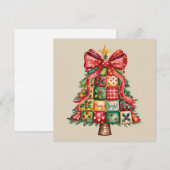 Cartes Pour Fêtes Annuelles Sapin de Noël patchwork Coquette Noël  (Devant / Derrière)
