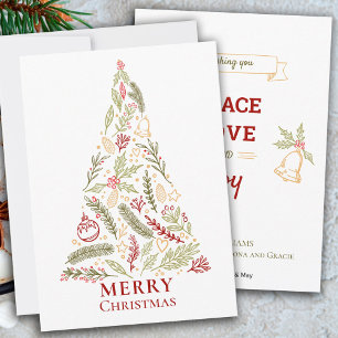 Cartes Pour Fêtes Annuelles Sapin de Noël Rustique Pin et Baie de Houx
