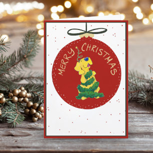 Cartes Pour Fêtes Annuelles Sapin de Noël simple et drôle Labrado retriever pl