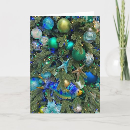 Cartes Pour Fêtes Annuelles Sapin de Noël sur le thème de la mer (Devant)