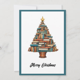 Cartes Pour Fêtes Annuelles Sapin de Noël vintage chic fait de livres