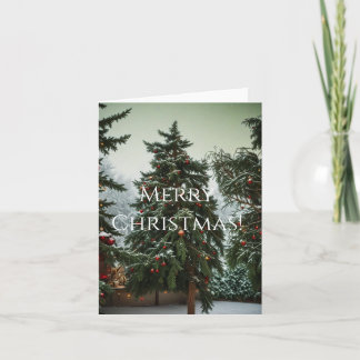 Cartes Pour Fêtes Annuelles Sapins de fête décorés de guirlandes 