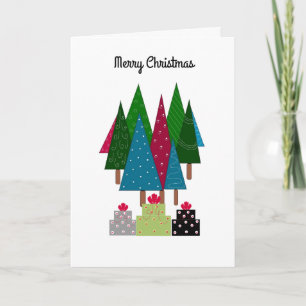 Cartes Pour Fêtes Annuelles Sapins de Noël colorés avec des paquets