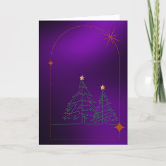 Cartes Pour Fêtes Annuelles Sapins de Noël simples sur fond violet