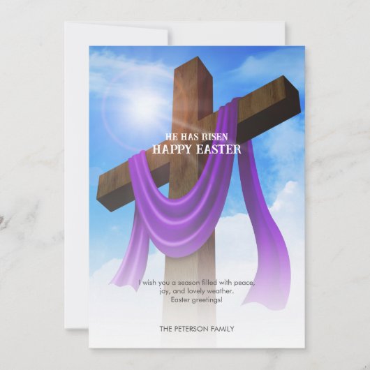 Cartes Pour Fêtes Annuelles Sash pourpre sur croix | Cloudscape | Il S'Est Lev (Devant)