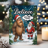 Cartes Pour Fêtes Annuelles Sasquatch Meets Santa Believe Christmas