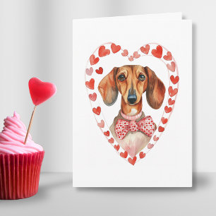 Cartes Pour Fêtes Annuelles Saucisse Chien Valentines Jour Aquarelle Texte per