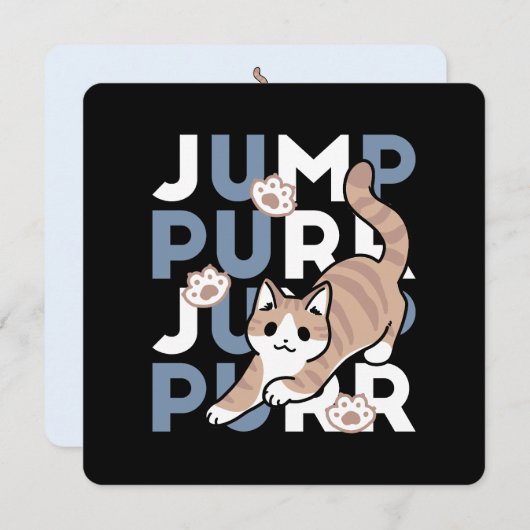 Cartes Pour Fêtes Annuelles Sauter Purr Jump : Conception de chat joueuse avec (Devant / Derrière)