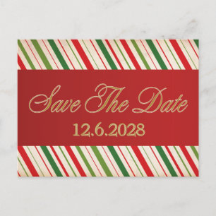 Cartes Pour Fêtes Annuelles Sauver Date Canne de bonbon Ruban rouge Fêtes d'en