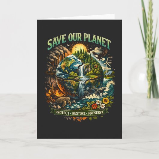 Cartes Pour Fêtes Annuelles Save Our Planet (Devant)