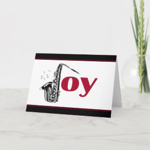 Cartes Pour Fêtes Annuelles Saxophone Joy Noir Rouge