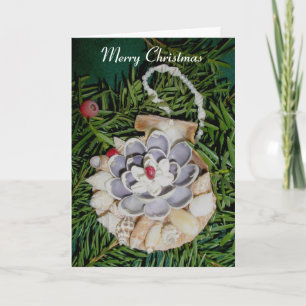 Cartes Pour Fêtes Annuelles Scallop Shell Ornament Merry Christmas Card